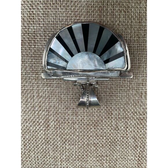 Vintage Jewelry - Vintage Native American Zuni Sterling Silver Sunburst Pendant/Brooch – Mother of